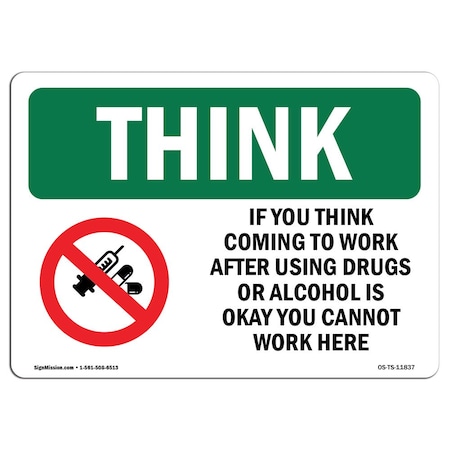 Signmission OSHA THINK Sign, If You Think Coming To W/ Symbol, 10in X 7in Rigid Plastic, 7" W, 10" L, Landscape OS-TS-P-710-L-11837